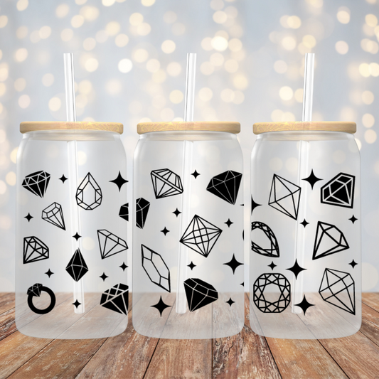 Diamonds Frosted Glass Tumbler