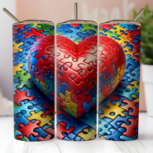 Puzzle Piece Heart Tumbler
